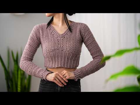 How to Crochet a Long Sleeve Crop Top | Pattern &amp; Tutorial DIY