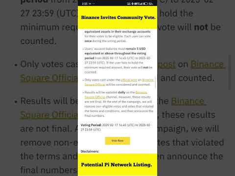 Binance Invites Community Vote on Pi Network Listing? | BINANCE EXCHANGE | PI NETWORK | PI Coin