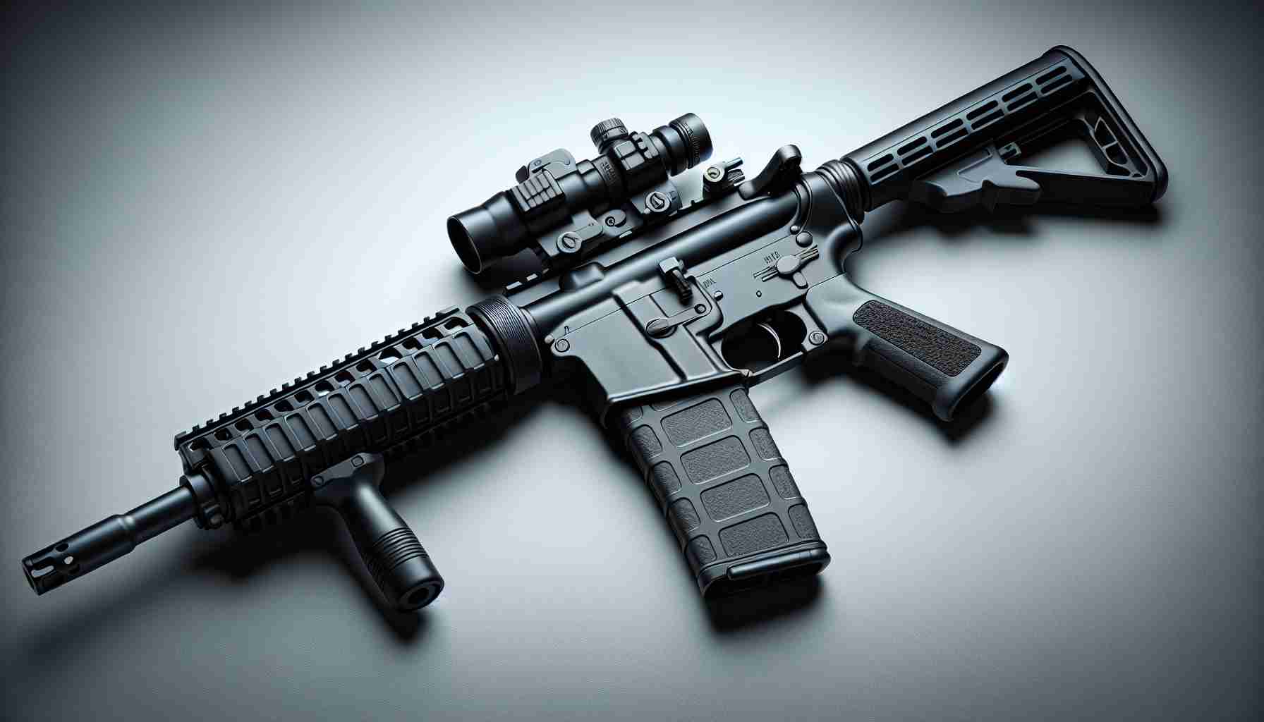 A detailed high-definition image showcasing the versatile appeal of the AR-15 rifle. The rifle is laid out on a clean surface with ample lighting, highlighting its different features, such as barrel, trigger, and stock. The image does not involve any people or depict threatening scenarios, so as not to violate image policies.